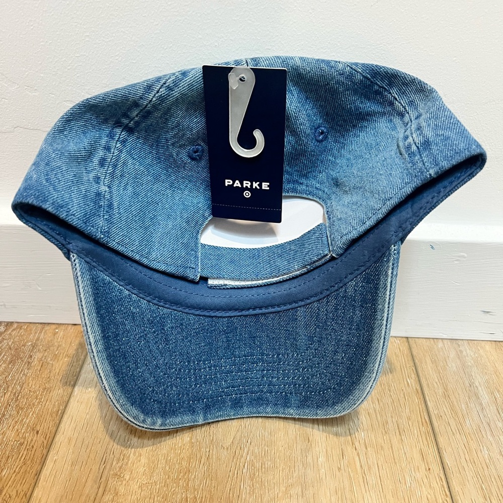 PARKE Target Denim Baseball Cap with Red Embroidered Logo - Picture 4 of 4